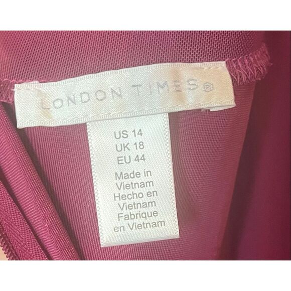 London Times Women's Illusion Flutter SLV Ruched Midi -14 - Picture 6 of 7